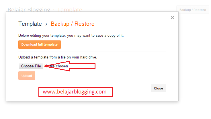 Cara pilih file upload template blogger