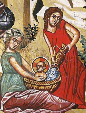 Στην απεικόνιση του Λουτρού αξίζει να σημειωθεί η κίνηση της βοηθού με το αμάνικο ρούχο, η οποία ρίχνει με χάρη το νερό στη λεκάνη.