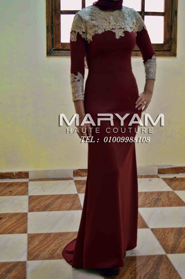 صور فساتين سواريه للمحجبات باللون النبيتى 2019 فساتين سواريه, فساتين سواريه محجبات, فساتين باللون النبيتى, تصاميم مريم للأزياء اللااقية