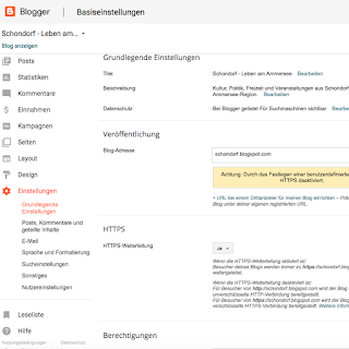 Grundeinstellungen Blogger