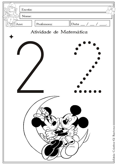 Atividade Numeral 2 Minnie e Mickey