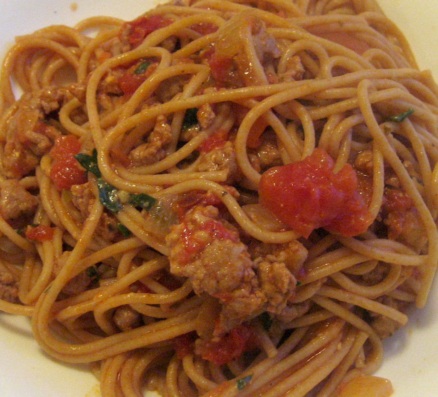Guerilla Kitchen Spaghetti with Spicy Turkey Meat Sauce from Rachael Ray