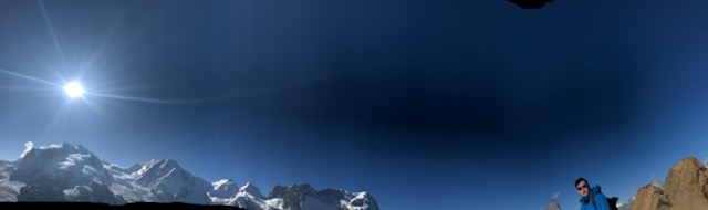 スイス・ツェルマット・ゴルナーグラート山頂でパノラマ撮影