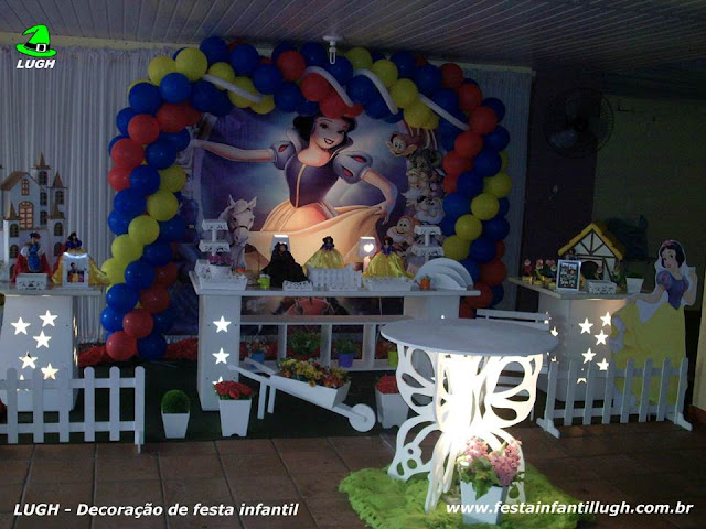 Tema Branca de Neve - Decoração provençal luxo para aniversário de meninas Decoração de festa Branca de Neve para mesa decorativa infantil
