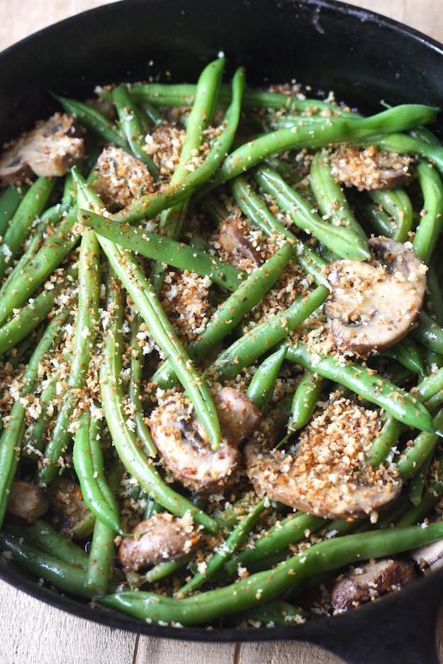 Miso Green Beans with Mushrooms with Spicy Panko by SeasonWithSpice.com