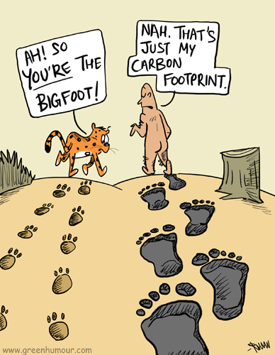 Green Humour: Pugmarks and Carbon Footprints