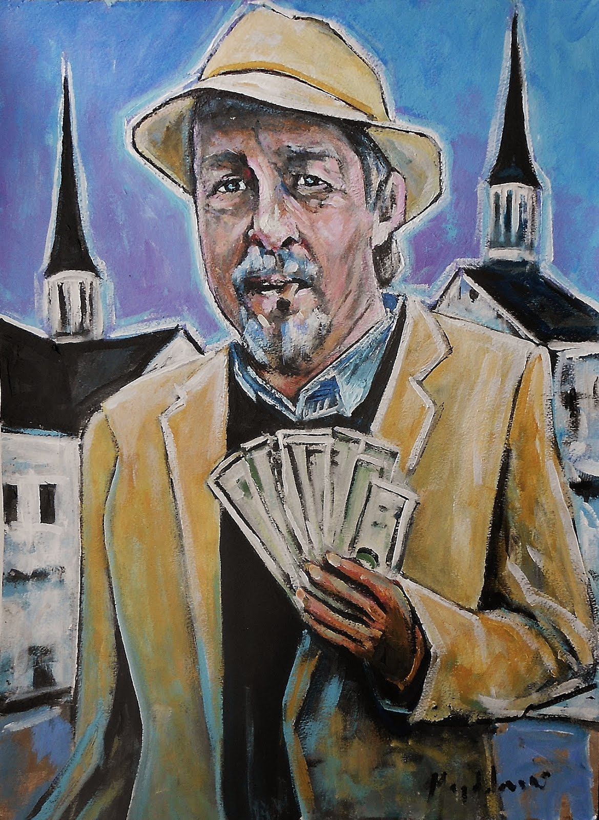 David J Magdalenski's Paintings The Man In The Yellow Hat ( SOLD )