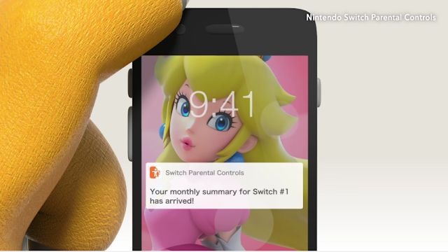 Nintendo Switch Parental Controls Peach smartphone background monthly summary