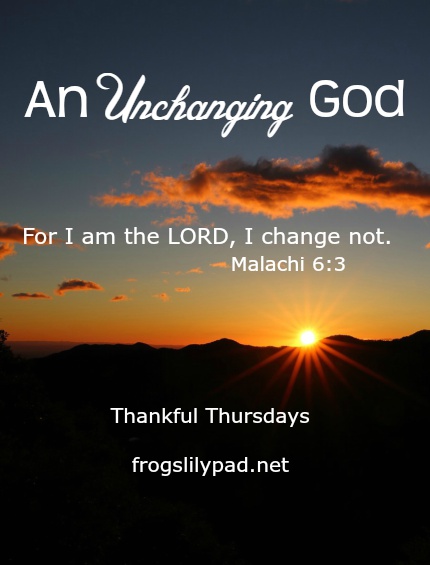 We serve an Unchanging God. While uncomfortable changes are made every day in our lives, there is ONE who does not change. frogslilypad.net