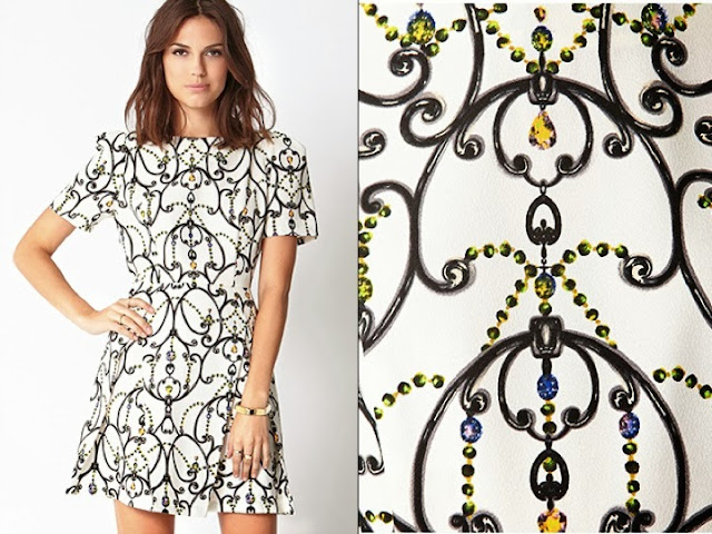 Patterned ornate white dress, Forever21