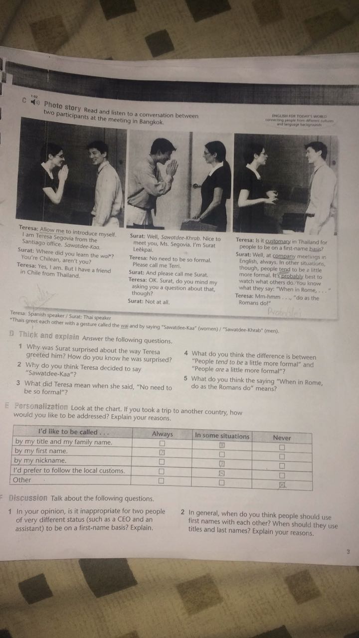 English Classes Top Notch 3 Unit 1