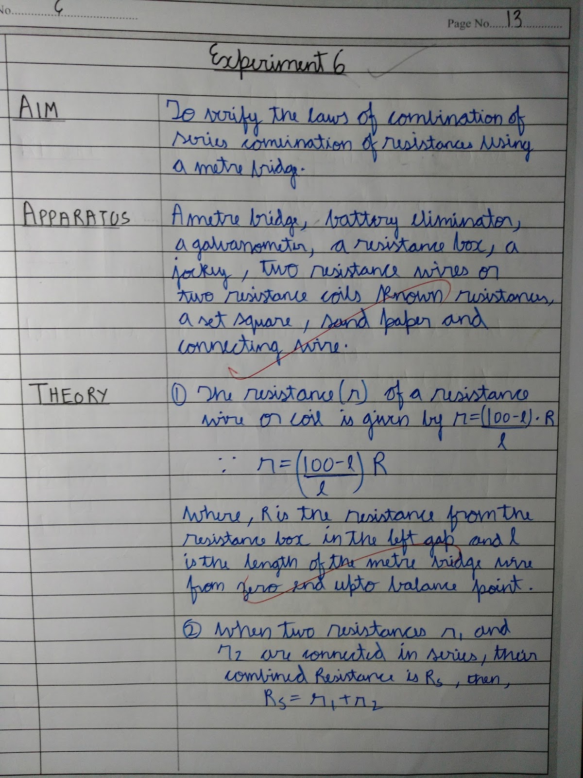 Exp 6. To verify the laws of combination series combination of