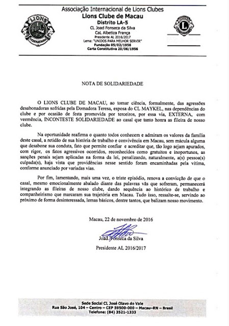 Lions Clube repudia agressão e emite nota em solidariedade a domadora Teresa