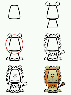 Cara menggambar hewan singa Cara menggambar hewan singa