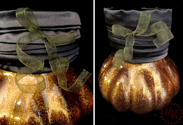 glittered pumpkins - ribbon curly cue