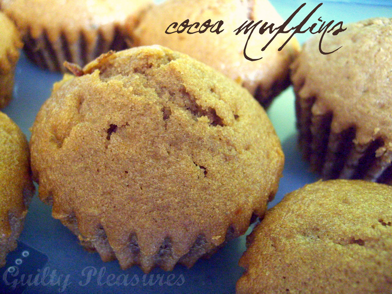 guilty pleasures Soft and moist cocoa muffins with pudding