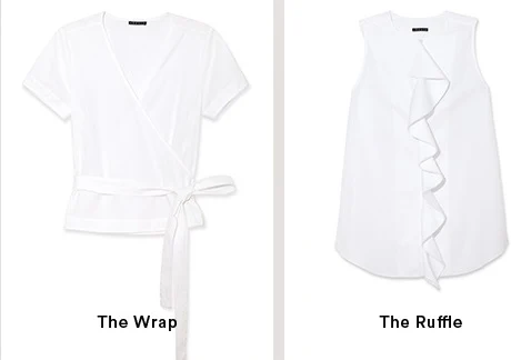 White Wrap & Ruffle Shirts