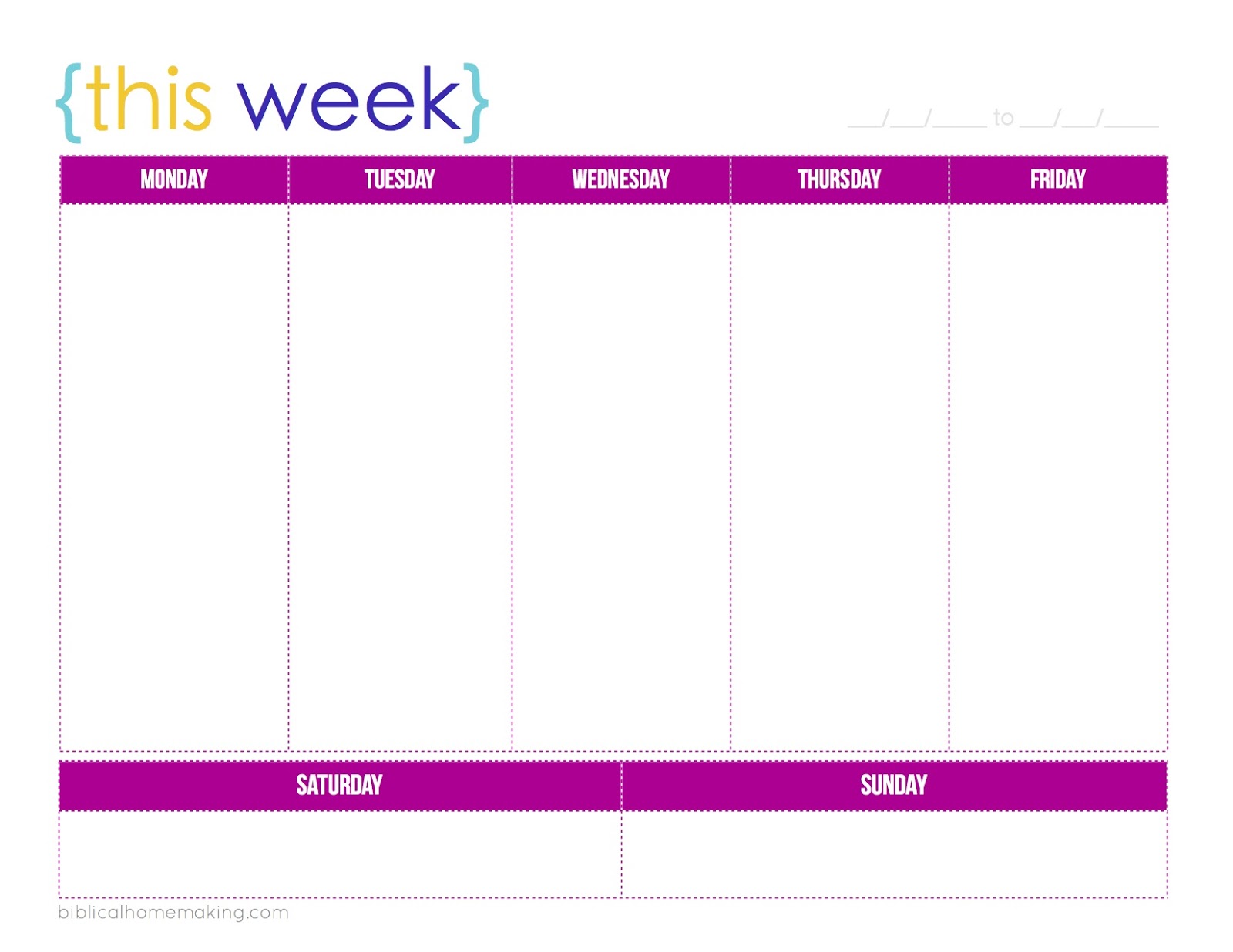 Blank Weekly Calendar