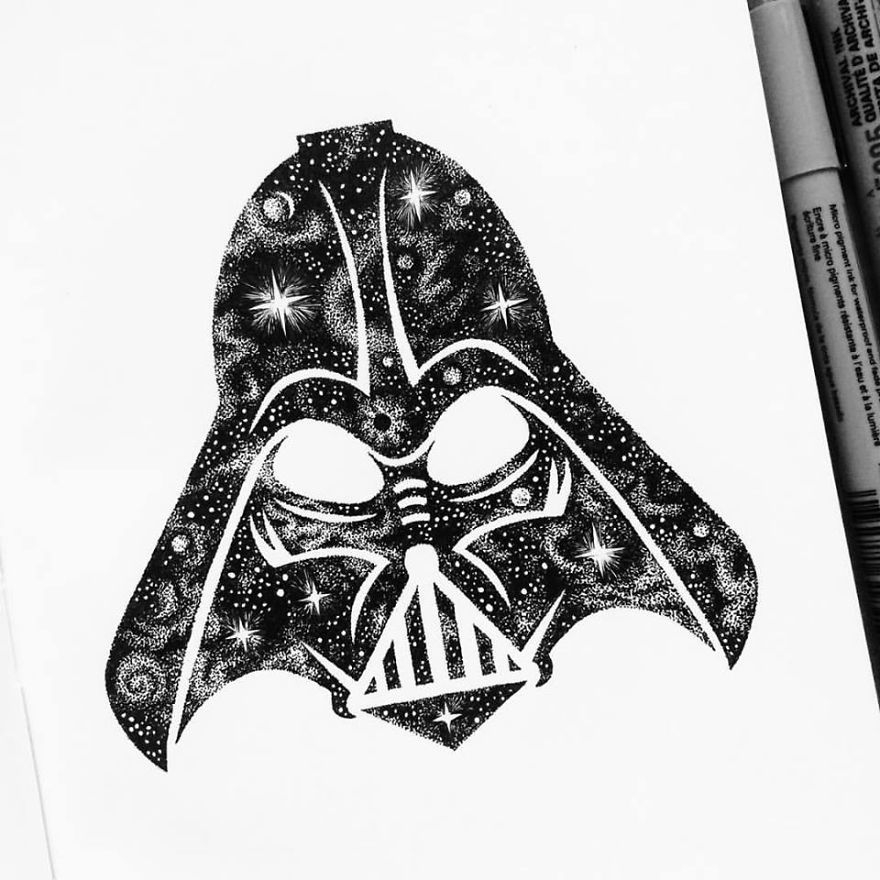 08-Darth-Vader-Helmet-Star-Wars-Pavneet-Sembhi-Black-and-White-Ink-Detailed-Drawings-www-designstack-co