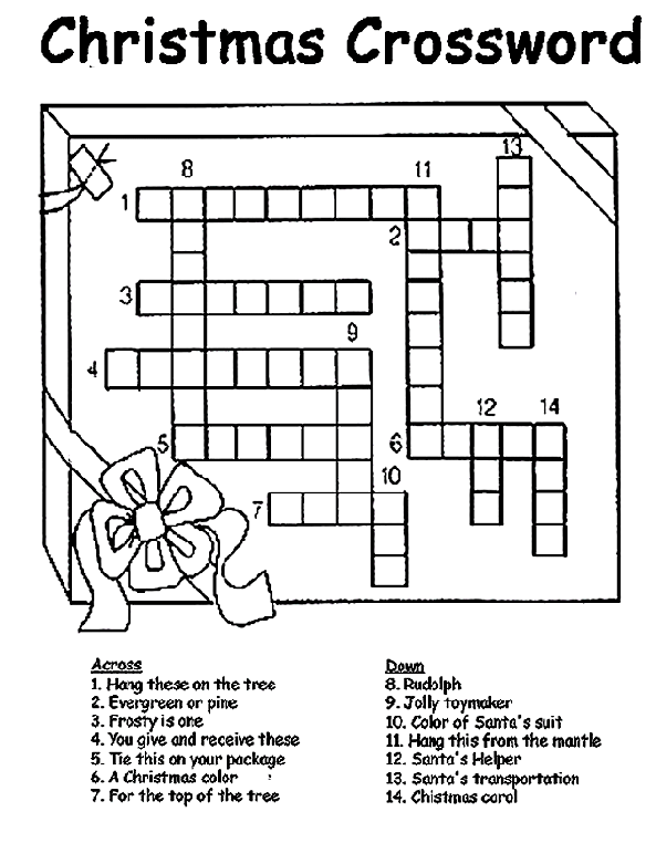 Christmas Crossword Printable For Kids