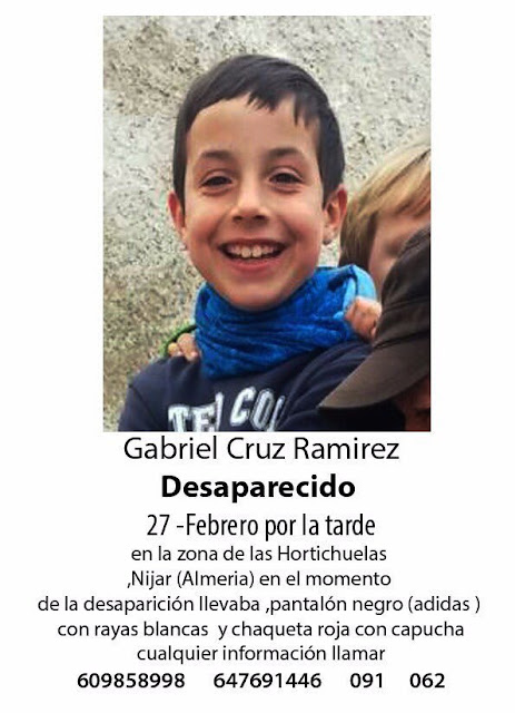Gabriel Cruz Ramírez, niño, desaparecido, Nijar, Almería, Hortichuelas Gabriel Cruz Ramírez, niño, desaparecido, Nijar, Almería, Hortichuelas