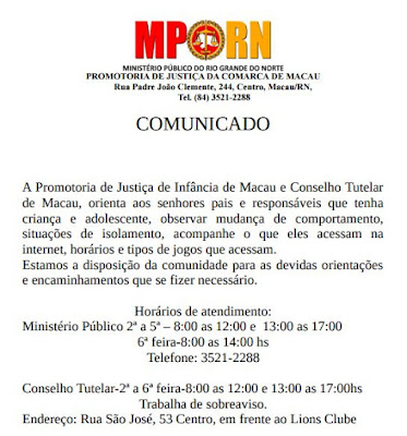 Ministério Público e Conselho Tutelar do RN alertam sobre os riscos do jogo ‘Baleia Azul’