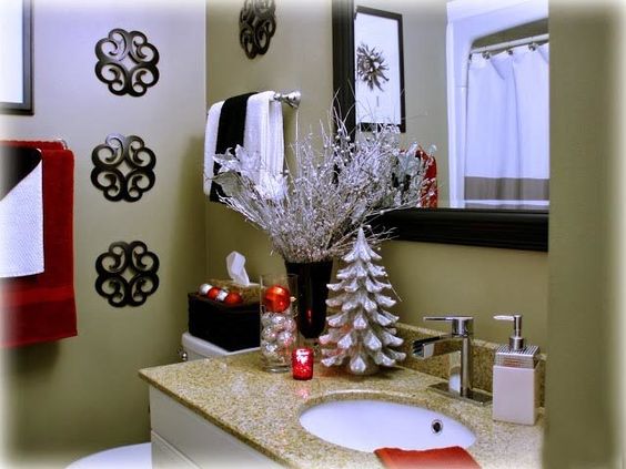 Más lejano pedir Tormento 20 Hermosas ideas de cómo decorar un baño en navidad ~ cositasconmesh