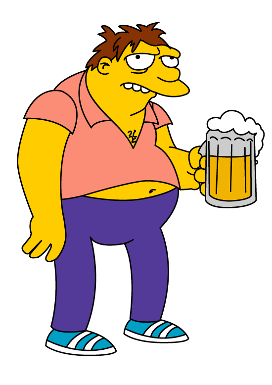 Barney el borracho de Los Simpsons con una jarra en la mano