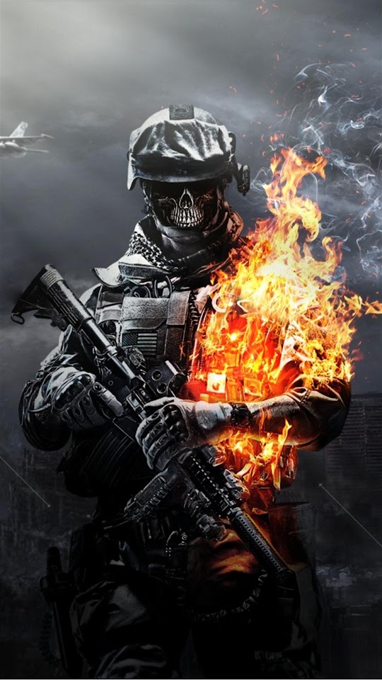 Battlefield 3 Skeleton Soldier Fire  Android Best Wallpaper