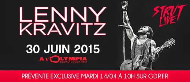 Lenny Kravitz en concert mardi 30 juin 2015 à l'Olympia