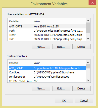 Knowledge: Set environment variable for Apache ANT