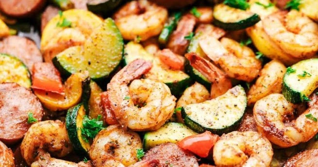Cajun Shrimp and Sausage Vegetable Skillet #healthy #quick