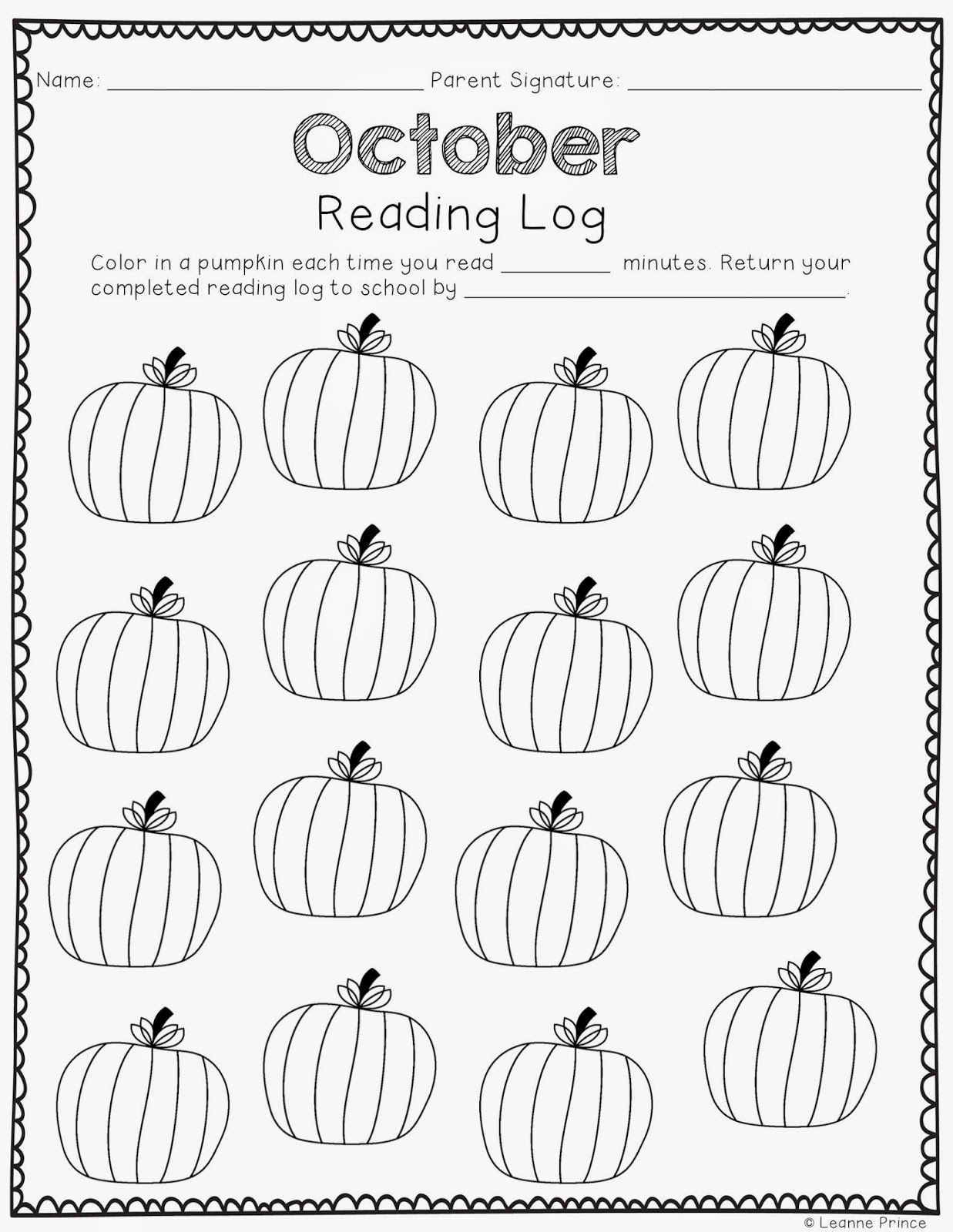 Mrs Prince And Co MONTHLY READING LOGS
