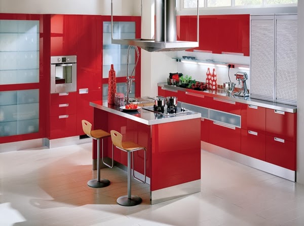 Modern Kitchen Design Color Red ~ Home Inspirations