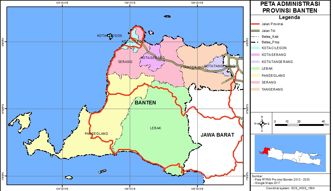 Peta Administrasi Provinsi Banten