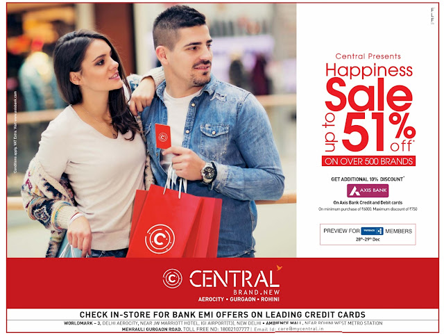Delhi Central - Up to 51% discount offer | December 2016 year end sale | Christmas festival discount offers Delhi Central - Up to 51% discount offer | December 2016 year end sale | Christmas festival discount offers