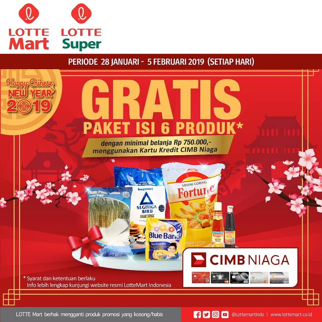 #LotteMart #LotteSuper - #Promo Gratis Paket Isi 6 Produk Pakai Kartu Kredit CIMB Niaga (s.d 05 Feb 2019) #LotteMart #LotteSuper - #Promo Gratis Paket Isi 6 Produk Pakai Kartu Kredit CIMB Niaga (s.d 05 Feb 2019)