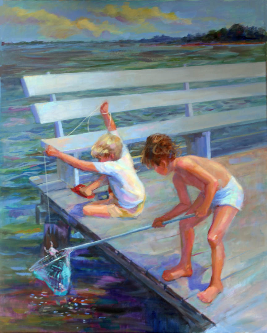 Oil Paintings Of Children Crabbing Oil Paintings Of Children Crabbing