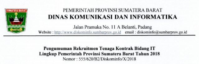 Lowongan Kerja Dinas Komunikasi dan Informatika Provinsi Sumatera Barat