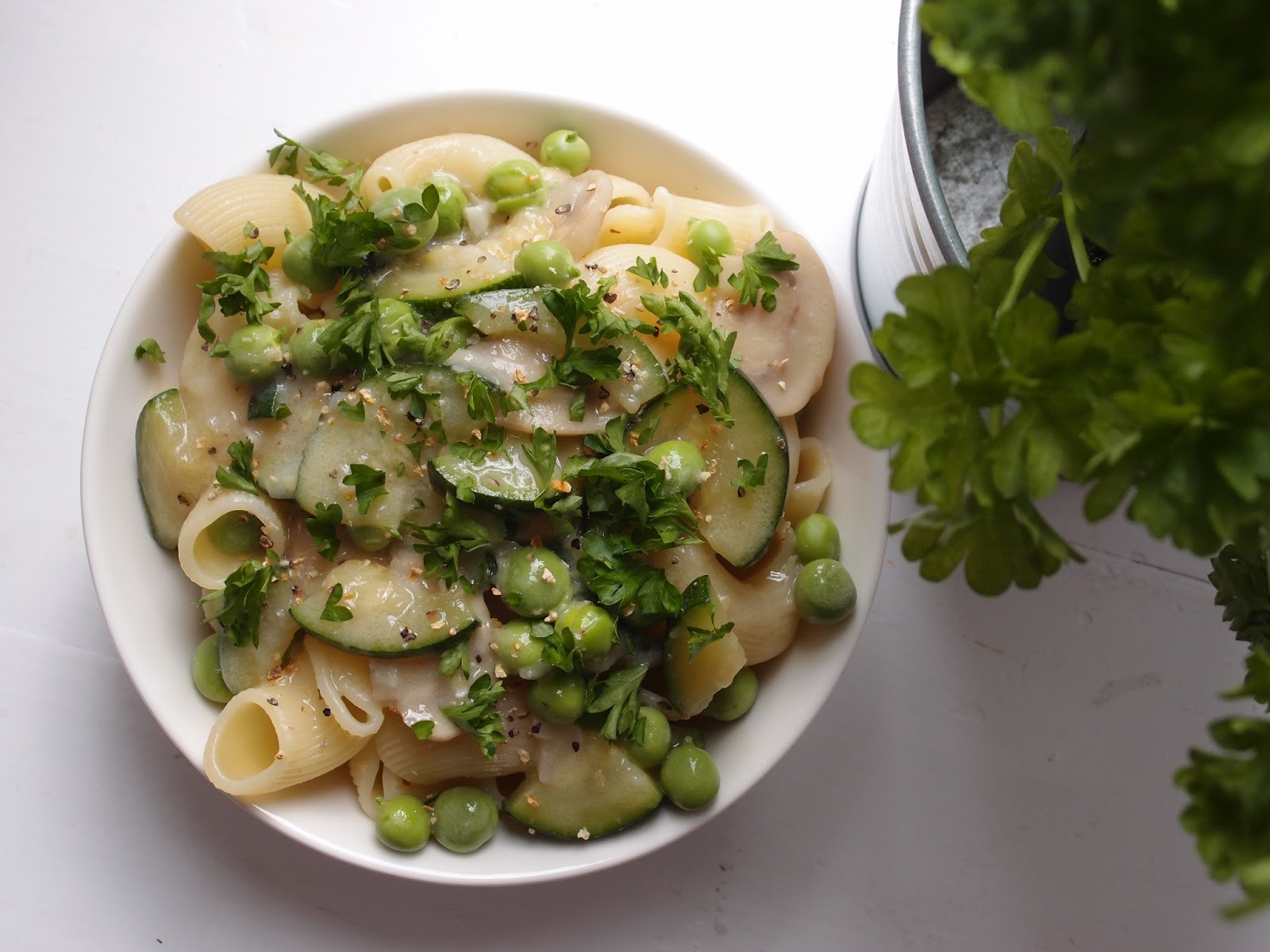 The VegHog Courgette, mushroom and pea pasta sauce