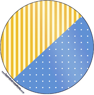 Corona Dorada en Azul y Amarillo: Etiquetas para Candy Buffet para Imprimir Gratis. Toppers o Etiquetas de Corona Dorada en Azul y Amarillo para imprimir gratis.