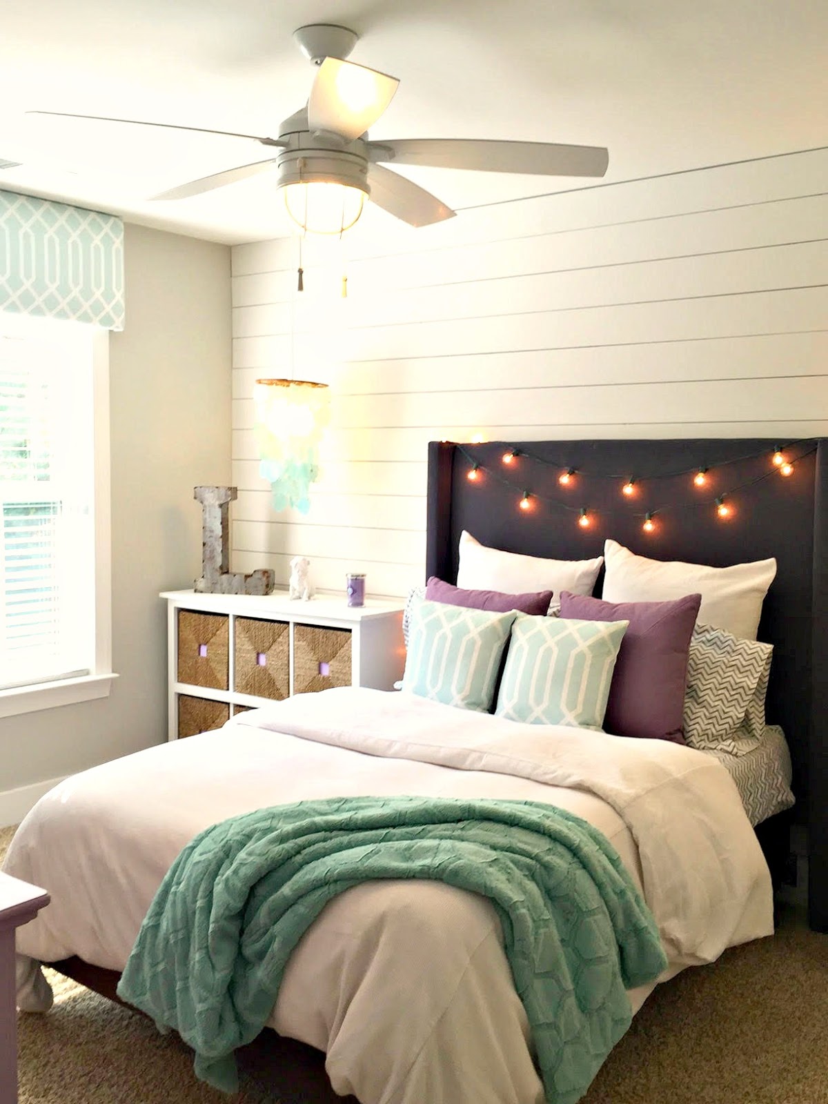 Seaside Interiors Teen Gray, Turquoise, and Lavender Bedroom Makeover!!