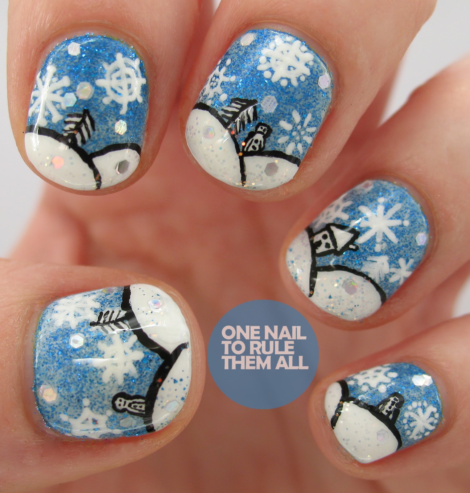 One Nail To Rule Them All Snow scene nails!