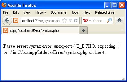 Macam - macam jenis Error yang sering terjadi pada saat penggunaan PHP