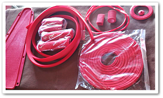 Satu Set Aksesoris Vespa Berbahan Karet Karet Pelapis Dek bawah Vespa, Handspad, Karet List Bodi dan Tebeng Vespa