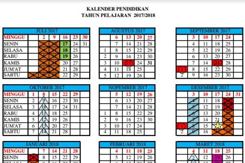 Kalender Pendidikan Tahun Pelajaran 2017/2018