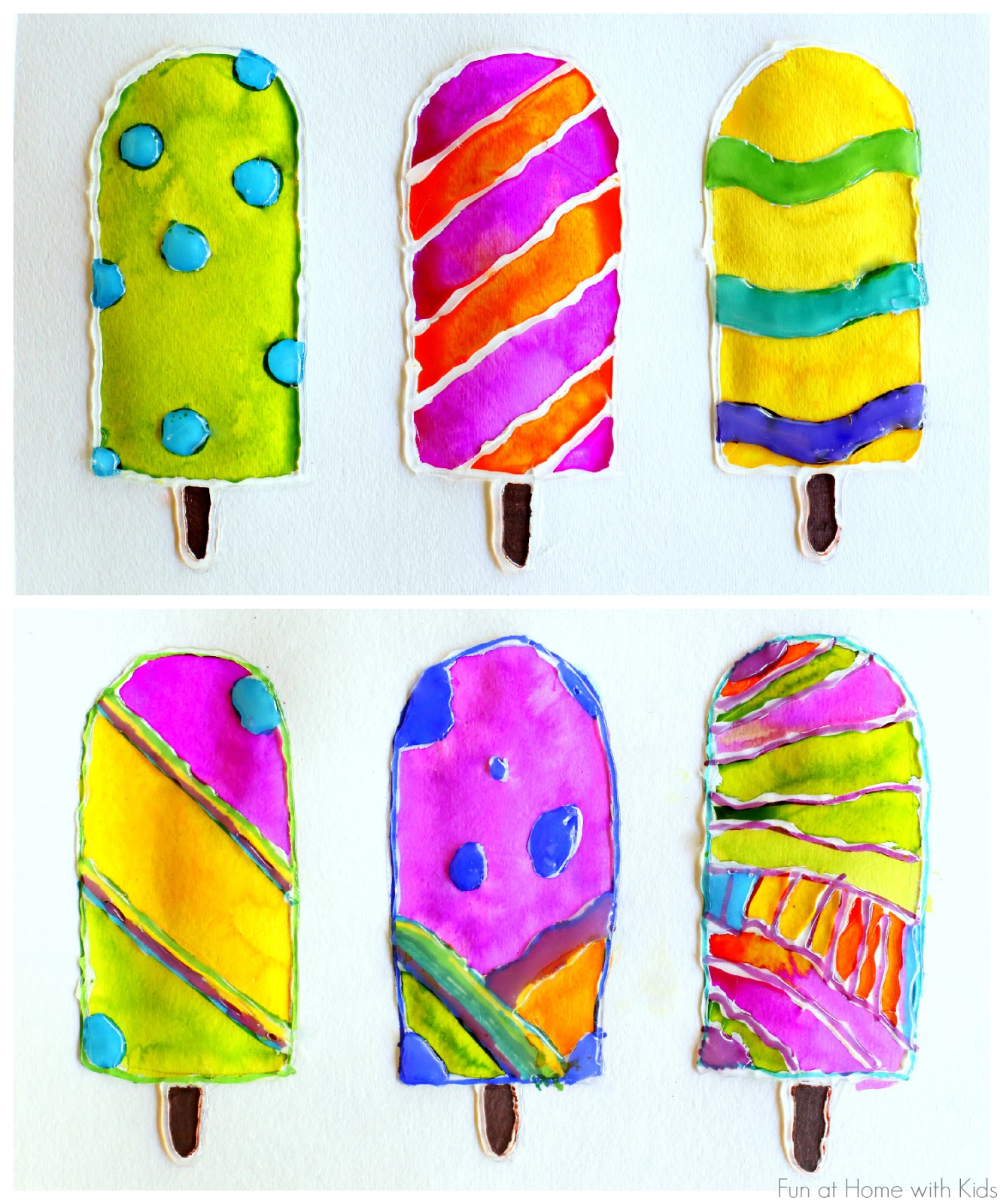popsicle resist art with free popsicle template