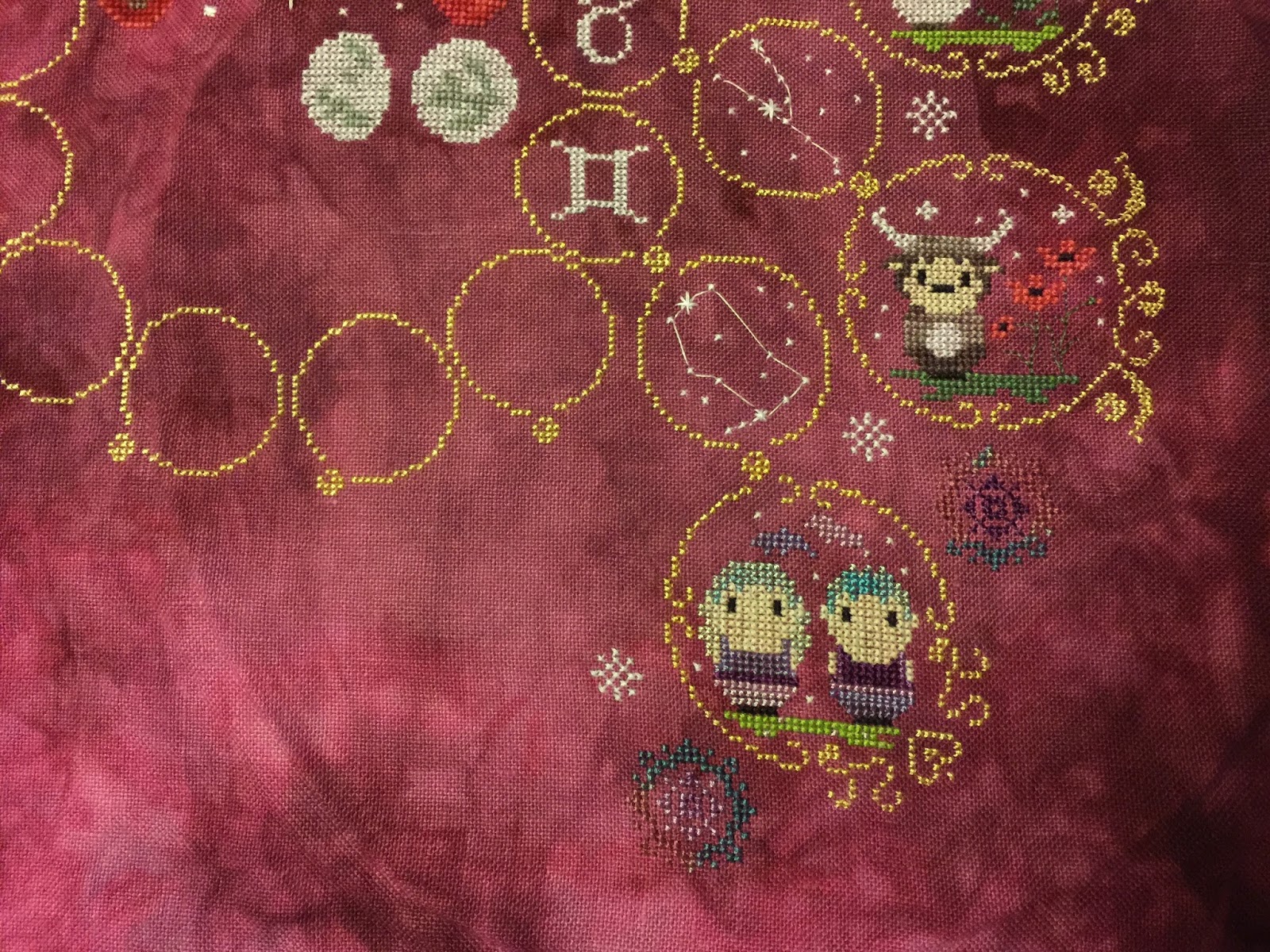 Just A Little Stitchin' Walking Through The Stars Zodiac Sampler Gemini Complete