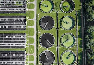 aerial view of wastewater treatment plant aerial view of wastewater treatment plant