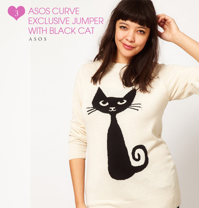 ASOS Curve Exclusive Jumper With Black Cat , ASOS Curve, Up to UK Size